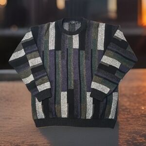 Vintage Protege 3d Knit Sweater Size XL Hip Hop Coogi Style Cosby Abstract 90s